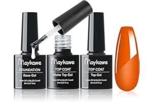 ‎MAYKAWE Maykawe Base Coat Top Coat Gel UV Set, Shellac Base und Top Coat UV Nagellack, 3 * 8ml No Wipe Base Glänzend und Mattes Finish, UV LED Soak off Langlebig Unterlack Gelnägel Schutzgel für Nagelstudio
