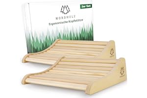 ‎NORDHOLZ Sauna Headrest Wood Set of 2 – 37 x 33 cm Ideal Width for Optimal Lying Comfort – Sauna Headrest Ergonomically Handmade from Durable Scandinavian Spruce Wood – High-Quality Sauna Accessories