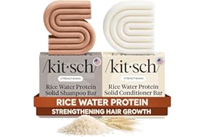 Kitsch Rice Water Shampoo & Conditioner Set - Solid Shampoo Bar & Conditioner Bar with Protein for Strengthening & Damage Repair - Paraben, Sulfate and Silicone Free - Nourishing Hair Care Set, 2pcs