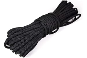 KuTi Kai 20M(64FT) Nylon Rope,Traction Tying Powerful Rope,Multi-functional Thick Tarp Hanging String for Gardening Design,Wedding,Fishing and DIY(Black, 8MM)