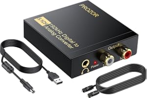 PROZOR 5.1CH DAC-omvandlare – optisk/koaxial till RCA/3,5 mm, 192 Khz digital till analog ljudadapter med förstärkarchip, ink