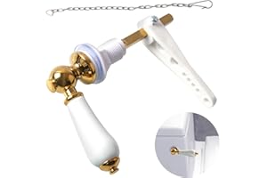 ProChosen Ceramic Toilet Flush Handle, Toilet Flush Handle Replacement Universal Fit Toilet Cistern Handle Chrome Plated Replacement Handle Cistern Lever for Toilet Cistern Tank Lever(Golden)