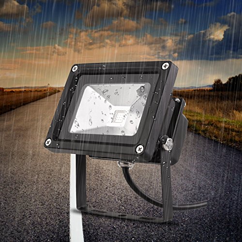 DECKEY 5St. 10W RGB Strahler LED 16 Farben Scheinwerfer Wasserdicht LED-Fluter Außenbeleuchtung IP65 Schwarz Gehäuse mit Fernbedienung Fluter Außen (5 Schwarz Stück) - 5