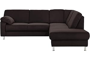 Cavadore Ecksofa Belfast mit Ottomane rechts / Polsterecke mit Federkern / 243 x 88 x 218 / Mikrofaser Schwarz