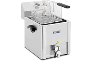‎ROYAL CATERING Royal Catering RCEF 13E-EGO Edelstahl Fritteuse Elektro Fritteuse Gastro 13 L 3250 W EGO-Thermostat Kaltzonenfunktion Ablasshahn
