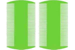 FOHOLA 2 Pcs Lice Combs, Nit Combs, Durable Double Sided Headlice Combs, Headlice Treatment for Adults, Kids, Pets (2PCS, Green)