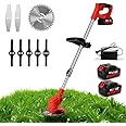 KISUASHI Cordless Electric Grass Cutter Machine, Adjustable Height and Portable Garden Lawn Trimmer, Weed Cutting, Hand Grass Weeder for Home Garden, Lawn, Yard (with 2Pcs-48V Chargeable Battery)