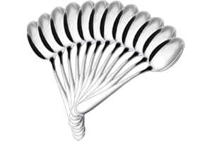 AURSTORE BASA - Cuchara de café de acero inoxidable, apta para lavavajillas, longitud de la cuchara (12 cm) (12 unidades)