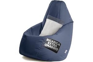 Avalon - Pouf Poltrona Sacco Grande L Jive, Puffo per Sedersi Ergonomico, Pouf a Sacco in Tessuto Antistrappo e Impermeabile, Comoda Poltrona a Sacco Moderna, Made in Italy(80x80x125cm-Blu Scuro)