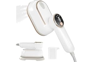 HRDZML Travel Steamer for Clothes, 1200W Travel Iron, 10-Second Rapid Heat-Up Clothes Steamer with LCD, 180° Rotating Handle & Ceramic Soleplate for Travel, Home, Office Use