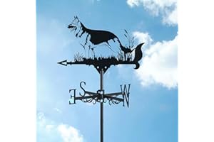 ANCNA-U Exquisite Metal Weathervane with German Shepherd Wolf Dog Ornament Weather Vane Indicator Garden Stake Wind Vane Measuring Tool,Yard Indicating Wind Direction