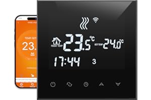 ‎BEOK CONTROLS Beok Smart fussbodenheizung Thermostat, Programmierbare Wifi Thermostate für die Warmwasserbereitung Ausrüstung, Kompatibel mit Google Home/Alexa Voice Assistant, Max 3A TGT70WIFI-WP Schwarz