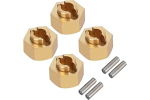 INJORA RC Adaptador Hexagonal 7mm Destornillador de Latón para 1/24 RC Crawler SCX24 AXI90081 AXI00002 AXI00001 AXI00004 (4pcs Oro 4mm)