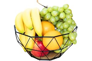 Chefarone Obstschale Metall - dekorativer Obstkorb Vintage Schwarz - Obst Aufbewahrung für mehr Vitamine in Ihrem Alltag - Skandinavische Deko Korb (26x26x12cm)