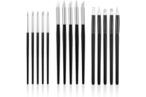 BOHUIZ 15 Stück Gummipinsel, Silikon Pinsel Malen Nach Zahlen Pinsel Weiche Silikon-Modellierpinsel Ton Werkzeug Schnitzen Pinsels für Ton Keramik Skulptur Malerei Nail Art