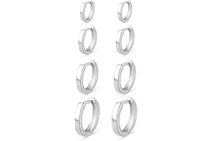 PRETOLE 3 Pairs Sterling Silver Hoop Earrings for Women S925 Huggie Hoop Earrings With Cubic Zirconia Small Cartilage Sleepers Huggie Hinged Earrings Set for Girls Men