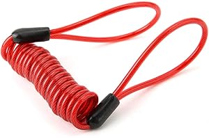 BTIHCEUOT Stahlschloss Kabel, Motorrad Scheibenschloss Erinnerungskabel Schloss sicherheitsfeder Erinnerung draht sicherheitsschloss für Fahrrad Motorrad Roller (Rot)