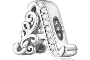 Symretie Pendentifs alphabétiques de A à Z en argent sterling 925 pour femmes, compatibles avec les bracelets et colliers de style Pandora et européen. Conviennent aux femmes et aux jeunes filles.X240
