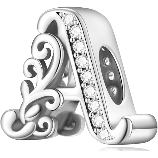Qings Breloque Argent 925 Lettre A-Z - Charme Initiale Vintage Personnalisé - Idéal Bracelet Ou Collier Pandora Style