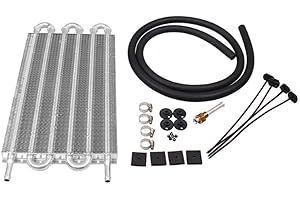 AILOVA Transmission-Kühler, Getriebeölkühler Kit, 4/6/8 Reihen Ferngetriebe Ölkühler Kit, Universal Motor Getriebe Aluminium Ölkühler Kühler Konverter Kit (6-row tube)