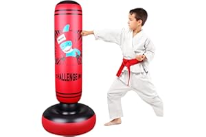 LNCBOC Boxsack Kinder, 120cm/125cm Boxsack Stehend Kinder, Freistehendes Boxspielzeug Fitness Boxsack Schwerer Boxsack Stressabbau Aufblasbarer Boxposten