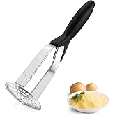 Fousenuk Stainless Steel Potato Masher, Potato Press | Manual Potato Masher Machine with Non-Slip Handle, Crusher for Puree V