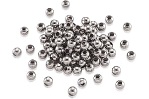 Craftdady 1000 perline distanziali rotonde da 4 mm, in acciaio inox 304, per bracciali, collane, gioielli, artigianato, con foro da 1,5 mm