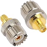 Pack of 2 CB Radio Adapter SMA Female to SO-239 PL-259 UHF Female Plug RF Adapters for CB Radio Antenna SMA Antenna Walkie Ta