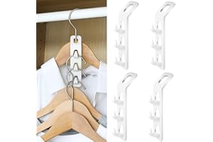 Crethink 4 PCS Cascading Clothes Hooks,Clothes Hanger Connector Hooks Hanger,Plastic Connector Hooks Clothes Hanger,Extender Clips Cascading Connection Space-saving Hanger Hook for Wardrobe,Bedroom