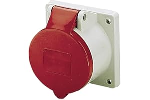 Mennekes (Unternehmen) 1385 gerade Panel Mounted Sockel, IP 44 Schutz, 6 Stunden Earth Position, 5 Pole, 16 A, 400 V, rot, Red