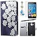 Price comparison product image HB-Int 4 in 1 PU Leather Case for Microsoft Lumia 950 XL 5.7" Elegant Full Body Bumper Wihte Flowers Shell Stand Function Flip Wallet Design High Quality Book Style Holster Card Slots Magnetic Closure Pocket Protection Shell Pouch Folio Hard Plastic Back Case Accessories Screen Protector + Dust Plug + Stylus Pen