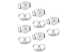 ZAMXHUG 10pcs Fermoirs Argent pour Boucles d'oreilles - Fermoirs de Boucles d'oreilles en Argent Sterling 925 Remplacement Sûr pour Les Poteaux Fermoirs de Sécurité Papillon Hypoallergénique