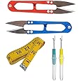 Tekzie 2 Pcs Plastic Seam Ripper Stitch Unpicker Sewing, 2 Pcs Thread Cutter, 1 Pcs Measuring Tape