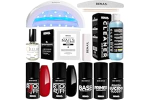 BENAIL PROFESSIONAL Kit Semipermanente Unghie Professionale, Kit Ricostruzione Unghie Gel Completo, Lampada Uv Led 48w, Smalto Unghie Primer, Base & Top Coat Semipermanente (Natale)