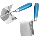 QWORK&reg; 2 Pieces Corner Trowel 80 x 60 mm Trowel for Interior and Exterior Corners for Professional Plastering and Drywall Wor