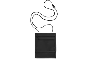 minimutz Brustbeutel zum Umhängen Kinder - Geldbeutel Mädchen Jungen mit Klarsichtfenster für Schülerausweis Buskarte - 13 x 15 cm (schwarz)