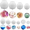 10 Pcs Sphere Resin Moulds, SENHAI 3D Ball Shape Silicone Moulds Various Round Size Epoxy Moulds for DIY Crafts, Jewelry Making, Home Decoration