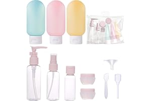 TSJLIKI Silikon Reiseflaschen Set, 12 Stück Reiseflaschen zum Befüllen, Auslaufsicher Nachfüllbare Toilettenartikel, TSA-Zugelassen Leer Kosmetik Reiseset Reisegröße Behälter