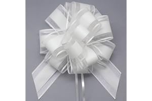 FQTANJU 5 PCS 6 inches Large Pull Bows, Bow for Gift Wrapping, Ribbon Bows for Wedding Christmas Birthday Party Gift Baskets or Valentine's Day Flower Gift Boxes Decoration (White)