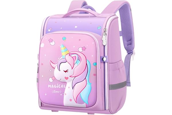 PALAY Unicorn Backpack for Kids Girls Stylish Durable Water-Resistant Backpack Shoulder School Bags for Girls Kids Birthday & Rakhi Gift - Purple