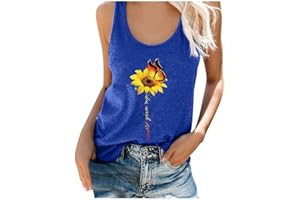 CGGMVCG Frauen Grafik Tank Tops Sommer Sonnenblume Tank Racerback Print Ärmelloses T-Shirt Top Damen Ärmellos Tees