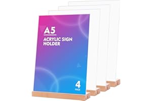 SOYIRI Soportes A5 de Acrílico (4 Unidades), Soporte de Sobremesa A5 Expositor Presentación,Titular de Menú por Restaurantes, Hotel, Tienda