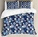 Produktbild Abakuhaus Winter Bettbezug Set Doppelbett, Kunstvolle Schneeflocken Xmas, Kuscheligform Top Qualität 3 Teiligen Bettbezug mit 2 Kissenbezüge, Hellblau Dunkelblau Weiß