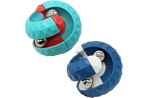 BASSION 2 Pack Orbit Ball Toy, Bead Fidget Cube Puzzle Bead Ball Spinning Toy, Rotating Track Infinite Flip Change Puzzle Games Novelty Creative Stress Relieve Toys for Kids Children Adults (Blue&Green)