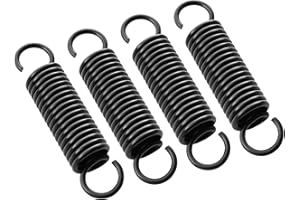 VEIKEN 4 Muelles de extensión de acero de 80mm. Diámetro del muelle 18mm. Grosor del alambre 2,5mm. 4 Resortes negros de tracción de doble gancho. Tensores fuertes y extensibles