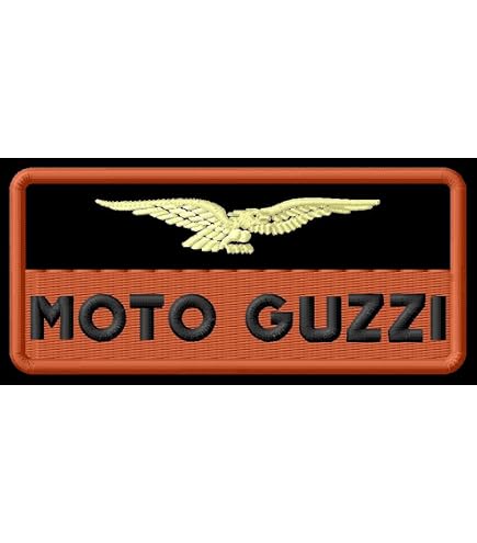 Patch Brodé Moto Guzzi Racing - écusson Thermocollant 10,3x7,1cm - Style Vintage Italien Pour Veste Ou Casque