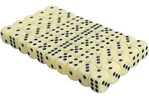 SLAKOZYT 50 sztuk 6-stronnych kostek 16 mm, D6 Dice z narożnikami, zestaw kostek do tenisa, sześciostronne standardowe kostki z czarnymi kropkami do gier planszowych do gier stołowych