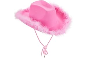 OZYILIAN Cowboy/Cowgirl Hut Federboa für Frauen, Unisex Cowgirl Hut für Party Kostüm Dress Up All Ages