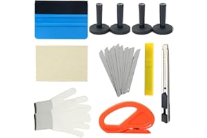 FreeTec Kit Covering Voiture, Kit de Films de Voiture Teinté, Ensemble d'Outils Teinte de Vitre pour Fenêtre de Voiture, Comprenant Raclette en Feutre, Aimants, Couteau Utilitaire Rétractable