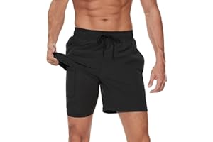 JustSun Mens 2 in 1 Running Shorts with Zip Pocket Gym Training Shorts Compression